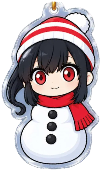 しましまの帽子と赤いマフラーの、雪だるまになったナミのチャーム
